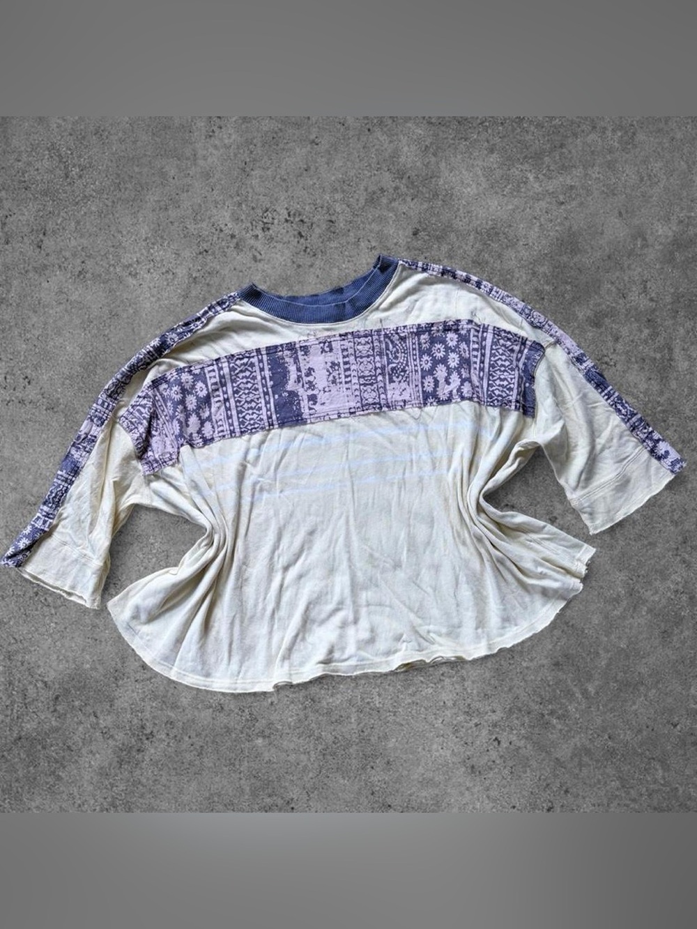 Free People Yellow & Purple Oversized Pullover Top